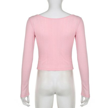 Long Sleeve Contrast Tees Lace Bow Button Sweet Kawaii Female Japanese Slim