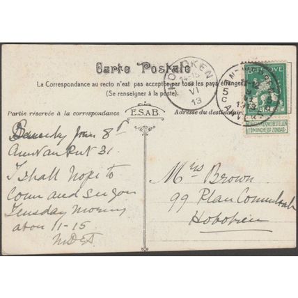 Praalwagen de Verheerlijking van Conscience, Antwerpen, 1912 - ESAB Briefkaart