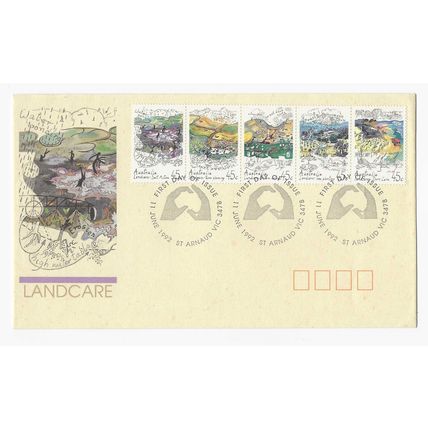 AUSTRALIA 1992 LAND CONSERVATION STRIP OF 5 OFFICIAL FIRST DFAY COVER