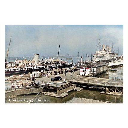 ptc4929 - Steam Ferries at Princes Landing Stage, Liverpool c1940s - print 6x4