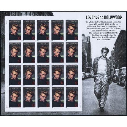 3082a, MNH 32¢ James Dean Complete Imperforate ERROR Pane of 20 - Stuart Katz