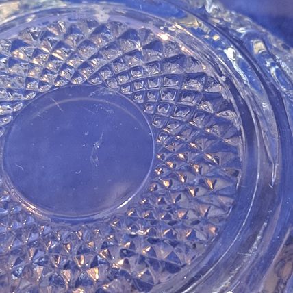 KIM Indonesia GLASS CANDY JAR Bowl Dish KIG Nut Hearts Roses Fleur De Lis