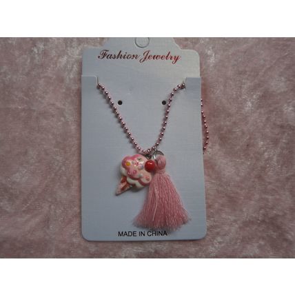 Necklace with An Ice Cream & Tassel Pendants