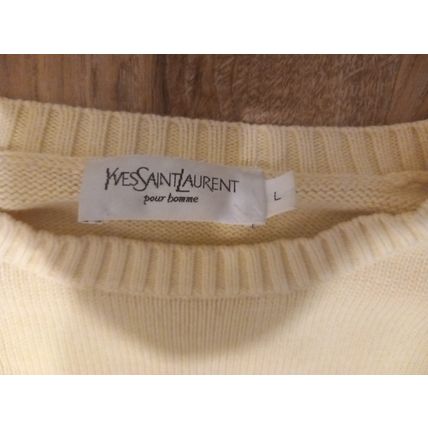 Vintage Men's YVES SAINT LAURENT Sherbet Yellow Cotton Knit Jumper Size L Large