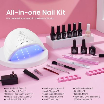 Beetles Gel Nail Polish Kit with Uv Light 48W Led Nail Lamp 6 Colors Nude Gray P