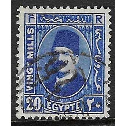 EGYPT 1927 KING FAUD I 20m BLUE USED SG162