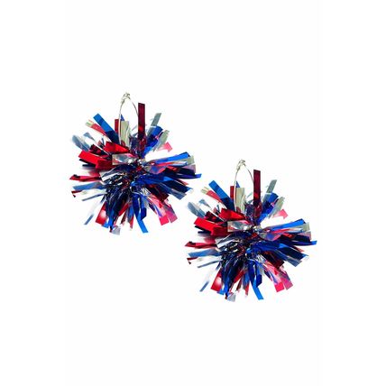 Dark Blue 4th of July Celebration Tinsel Earrings