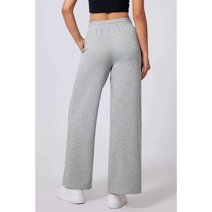 Gray Seamed Drawstring High Waist Wide Leg Sweatpants