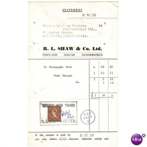 1958 R L SHAW & CO LTD GOLCAR HUDDERSFIELD 30NOV58