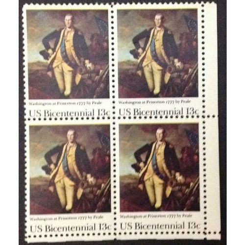 US Stamp #1704 mint: 1977 13c US Bicentennial, Washington at Princeton blk 4 MNH