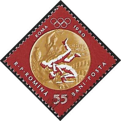 Mi 2017 A: 55 b. bicoloured Olympic Games 1960: Gold Medal Awards: Wrestling