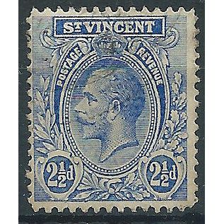 St Vincent 1925 SG133a 2 1/2d Bright Blue Fine Used..