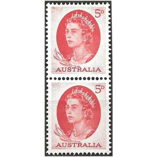 Australia 1965 SG354ca 5d Red Coil PAIR HELECAN INK Unmounted Mint