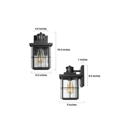 LNC Modern Outdoor Wall Light with Motion Sensor, 1-Light Black Exterior Sconce