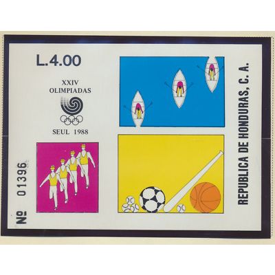 Honduras Stamp Scott #359, Mint Never Hinged, 1988 Olympics Souvenir Sheet