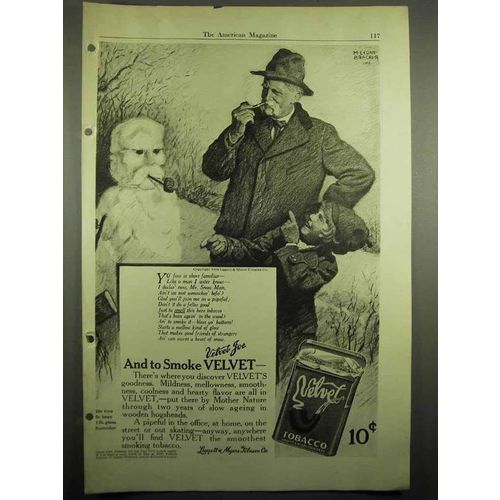 1918 Velvet Tobacco Ad - And to Smoke