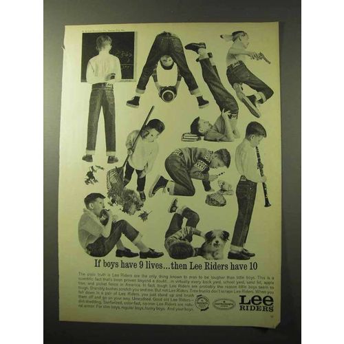 1964 Lee Riders Jeans Ad - If Boys Have 9 Lives