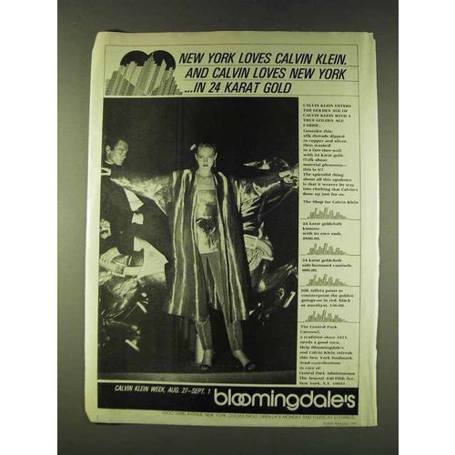 1979 Calvin Klein 24 Karat Goldcloth Kimono Fashion Ad