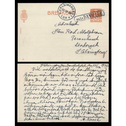 Denmark 1936 FRAN DENMARK Ship cancel Halsingborg on Postal Card