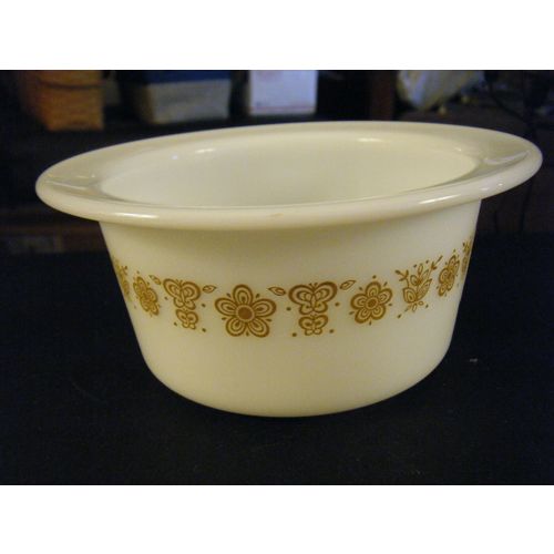 Vintage Pyrex 75 Gold Butterflies Butter or Individual Casserole Dish