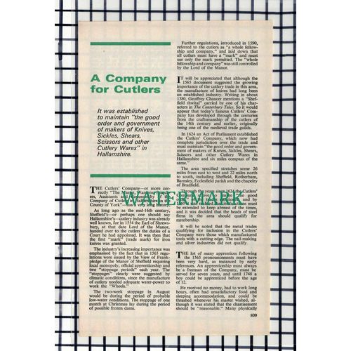 C7173) The Company Of Cutlers Hallamshire - 1975 Small Article