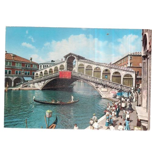 RIALTO BRIDGE, GRAND CANAL, VENICE, ITALY used postcard 1974 stamp =