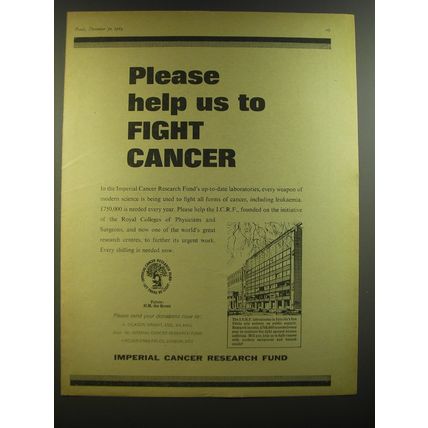 1964 Imperial Cancer Research Fund Advertisement - Please help us