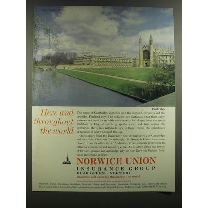 1964 Norwich Union Insurance Ad - Here and throughout the world