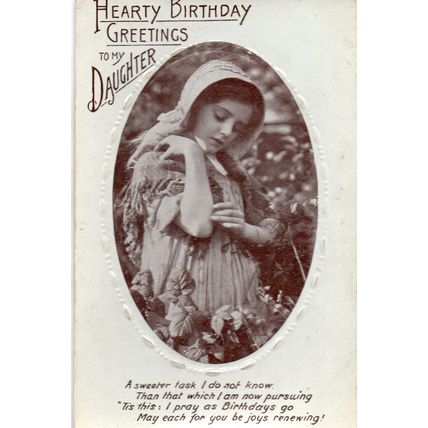 Song Postcard Hearty Birthday Greetings to my Daughter Young Girl