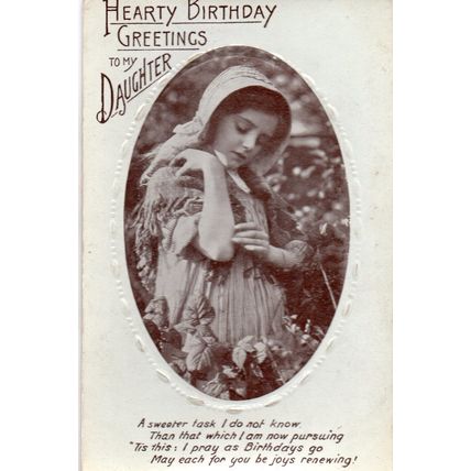 Song Postcard Hearty Birthday Greetings to my Daughter Young Girl