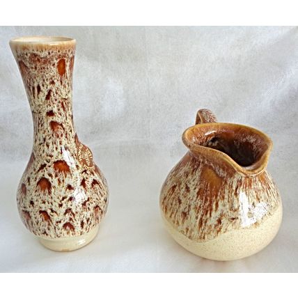 Fosters pottery honeycomb stem vase and half pint milk / cream jug
