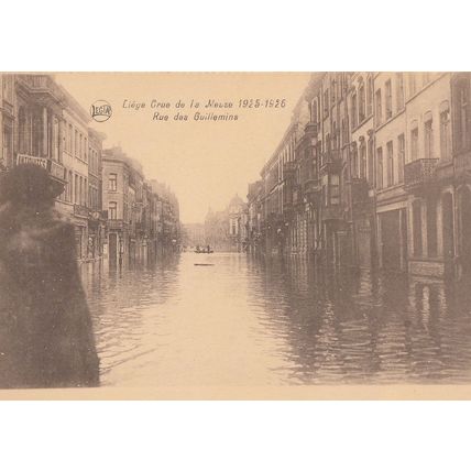 Liege 1925 Flood Rue Des Guillemine Antique Disaster Postcard