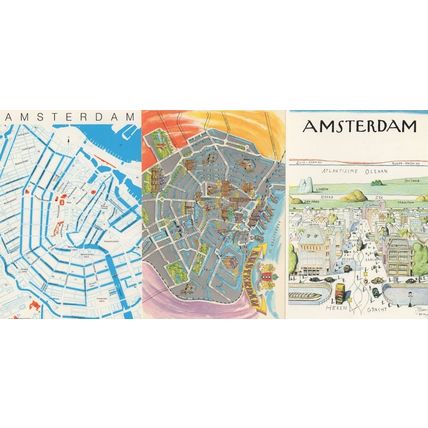 Amsterdam Map 3x Postcard s