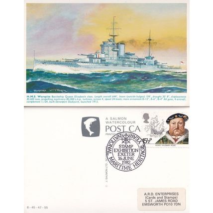 HMS Warspite Battleship First Day Cover War Ship Postcard