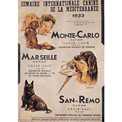 Monte Carlo 1933 Dog Canine Show Exposition Exhibition Advertising Postcard