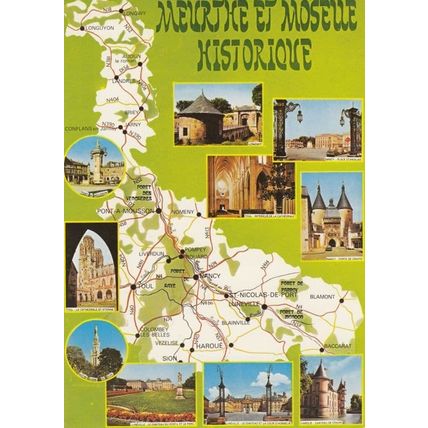 Moselle France Longuyon Jarny Map Carte Guide Tour French Postcard