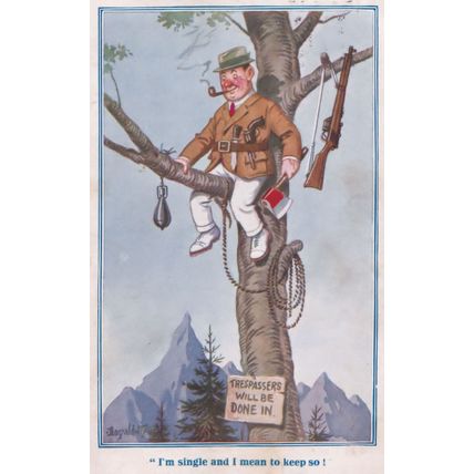 Fox Hunter Blood Sports Peeping Tom In Tree Trespassing Old Comic Postcard