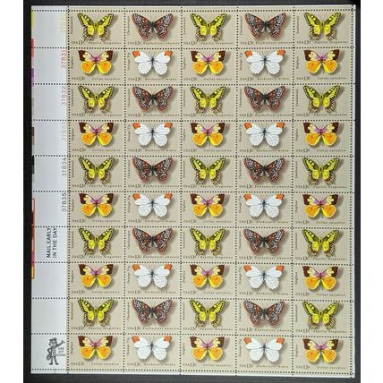 Butterfly Series Sheet of Fifty 13 Cent Postage Stamps Scott 1712-15