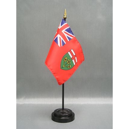 Province of Ontario Mini 4"x6" Desk Stick Flag, With Black Plastic Stand