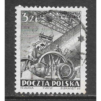 POLAND 1952 CONCRETE FACTORY CEMENT WORKS WIERZBICY USED 3z SG756 756 SG