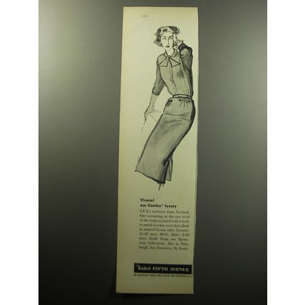 1957 Saks Fifth Avenue Fashion Advertisement - Vicuna! Our Caerlee Luxury