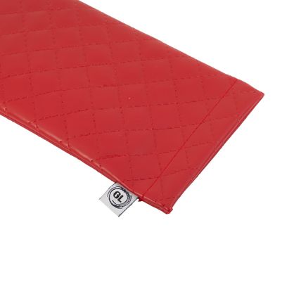 Faux Leather Snap Top Glasses Sunglasses Case Holder Pouch (Red)