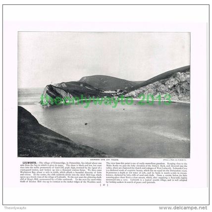 LULWORTH COVE AND VILLAGE, DORSET, ENGLAND, Book Illustration, c1895