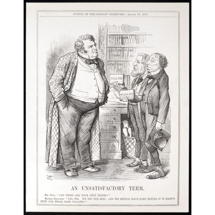 AN UNSATISFACTORY TERM 1879 Sir John Tenniel - Joseph Swain PUNCH CARTOON PAGE