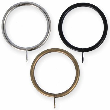 25mm - 50mm METAL CURTAIN POLE RINGS Fixed Eye Hanging Clips Chrome Brass Black