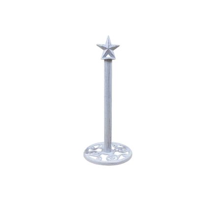 Whitewashed Cast Iron Texas Star Bathroom Extra Toilet Paper Stand 16""