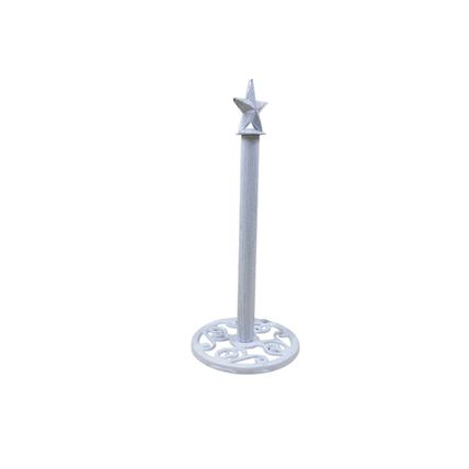 Whitewashed Cast Iron Texas Star Bathroom Extra Toilet Paper Stand 16""
