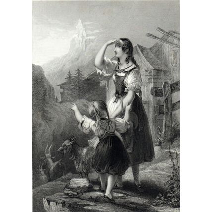 CHAMOIS HUNTER’S FAITH 1842 Henry Richard Cook ANTIQUE ENGRAVING