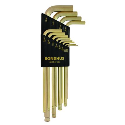 Bondus USA B37936 - Set 12 GoldGuard Plated Ball End L-wrenches .050-5/16"