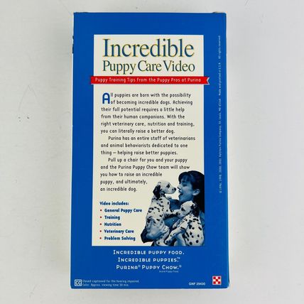 Purina Incredible Puppy Care Video VHS Tape